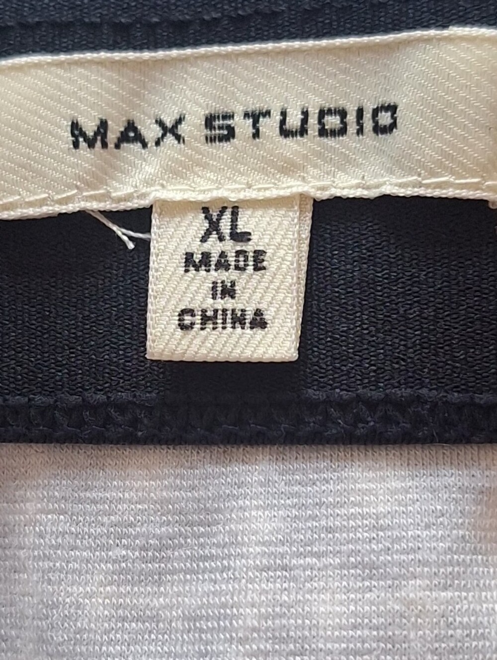 Max Studio Navy and White Geometric Ruffle Hem Skirt - Picture 2 of 4